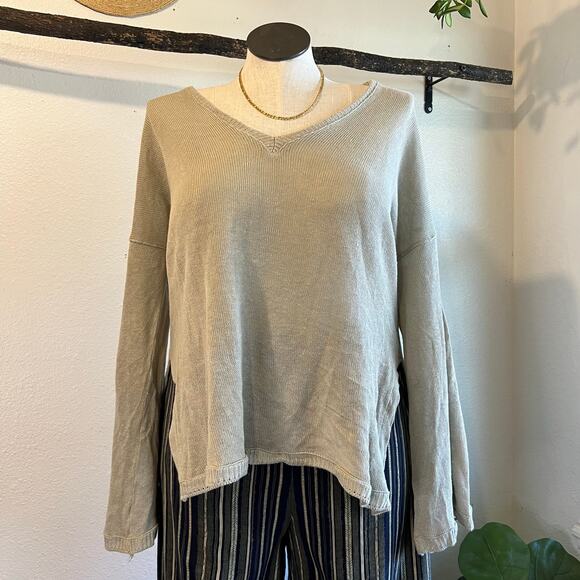 State of Claude Montana Knit Linen VNeck Bell Sleeve Slouchy Sweater Size Large - Picture 11 of 11